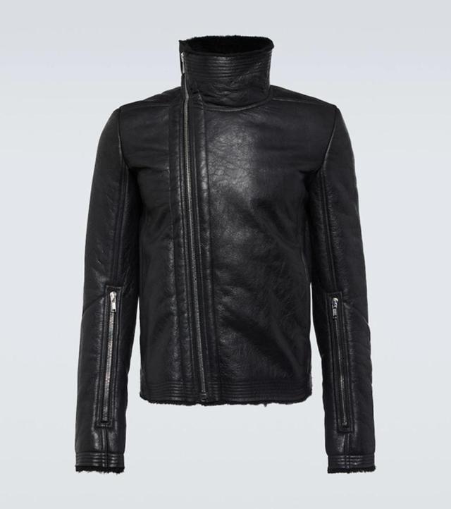 RICK OWENS Shearling Leather Jacket In Black Product Image