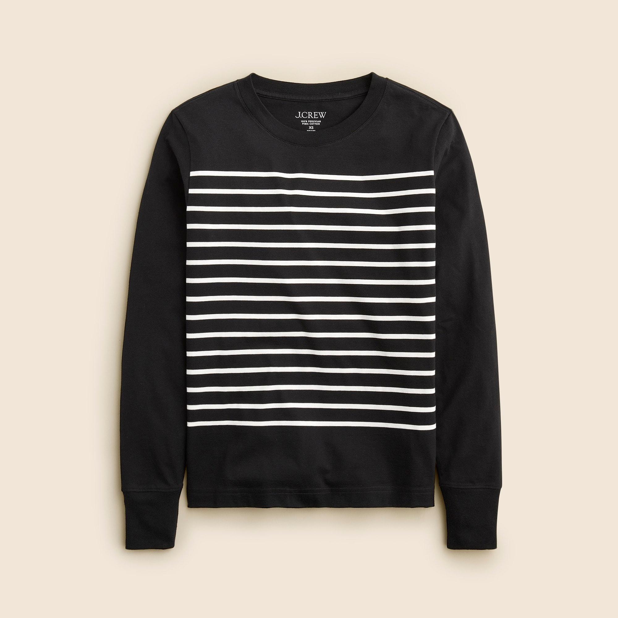 Pima cotton long-sleeve T-shirt in stripe Product Image