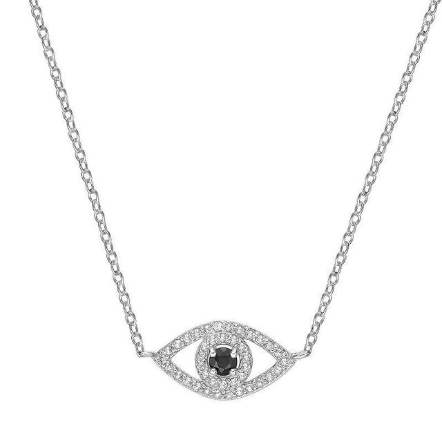 Gemminded Sterling Silver Black Onyx & Lab-Created White Sapphire Evil Eye Pendant Necklace, Womens Product Image