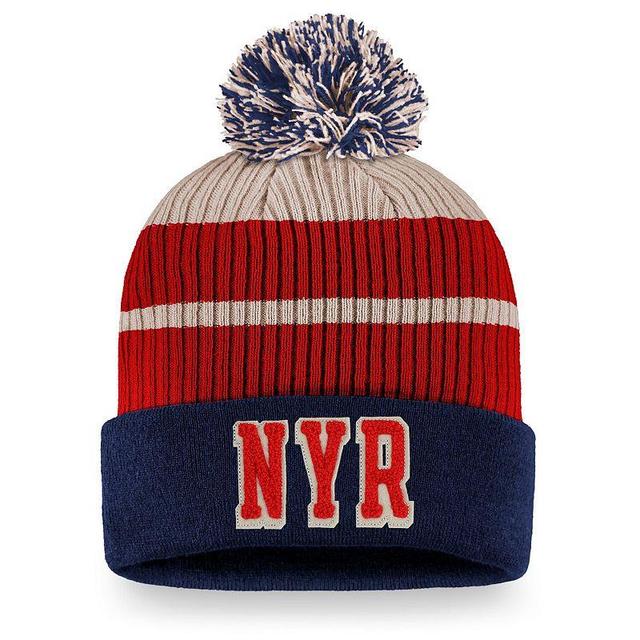 Mens Fanatics Branded Blue New York Rangers True Classics Cuffed Knit Hat with Pom Product Image