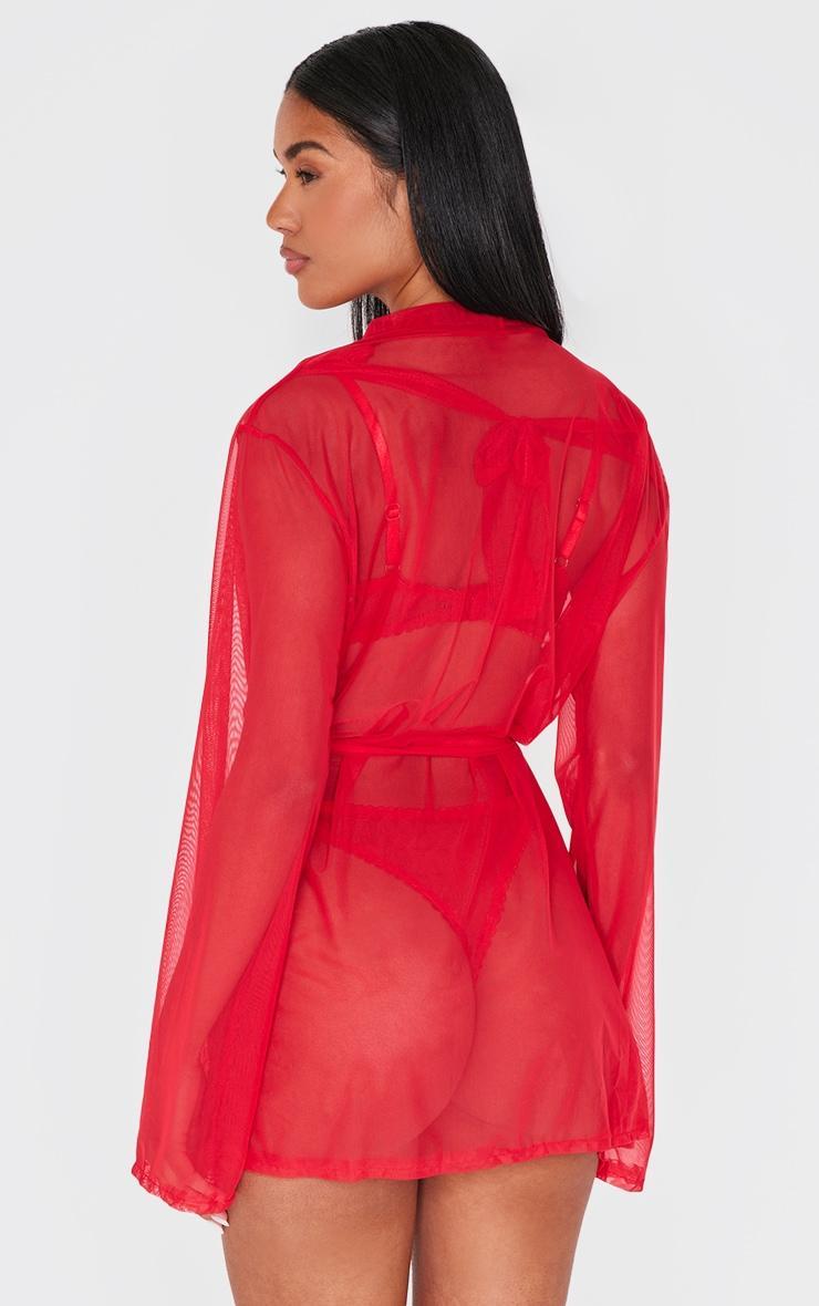 Red Mesh Tie Robe Product Image