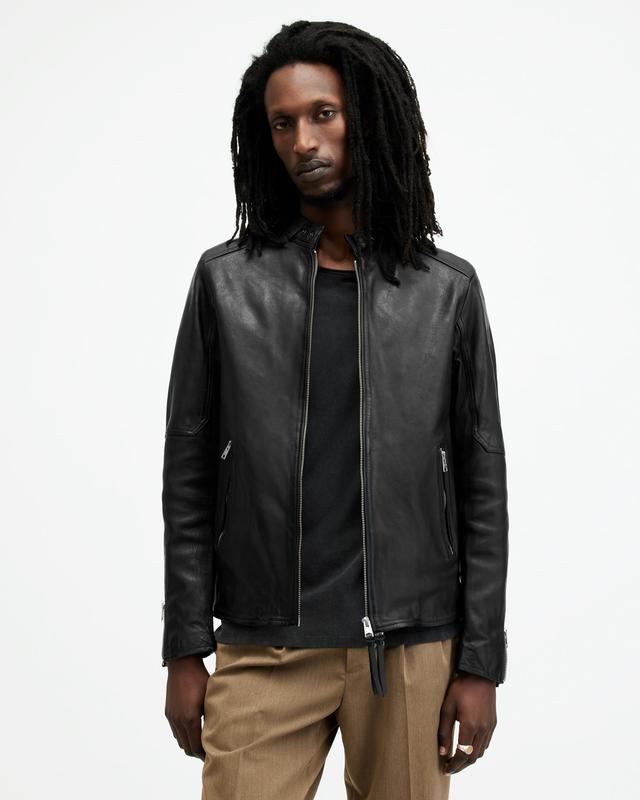 Shop the Cora Leather Snap Back Collar Jacket in Jet Black at ALLSAINTS US from our collection of Leather Jackets. Free shipping on all US orders.