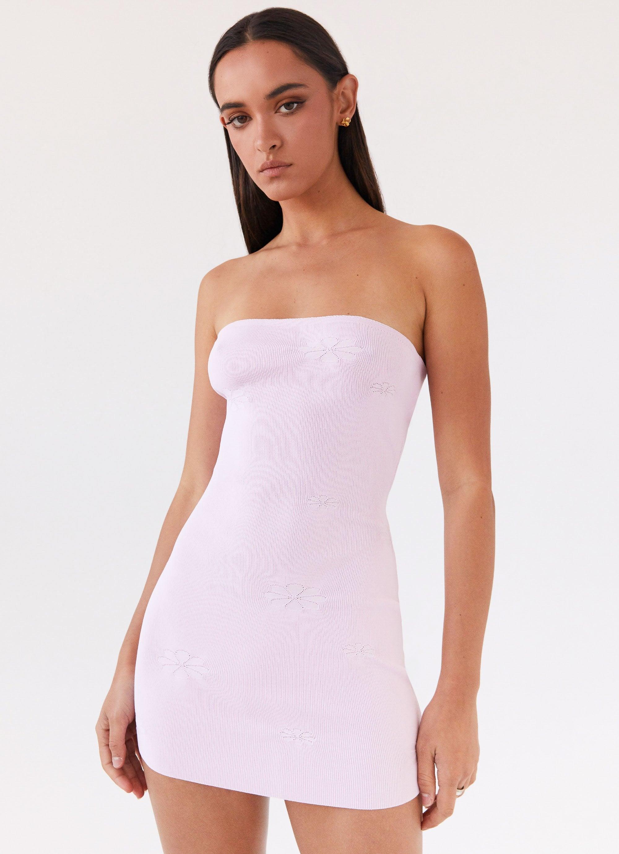 Ashton Strapless Knit Mini Dress - Pink Product Image