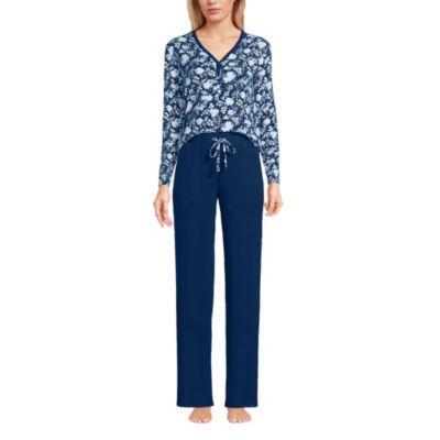 Lands End Womens Plus Size Cozy 2 Piece Pajama Set - Long Sleeve Top and Pants Product Image