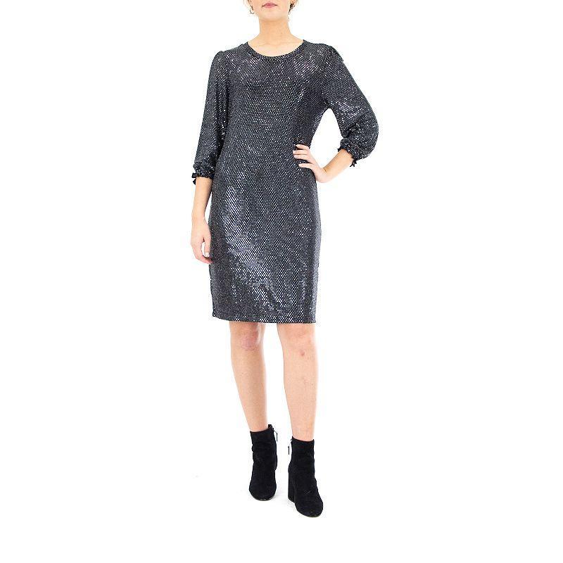 Womens Nina Leonard Glitter Cocktail dress Product Image