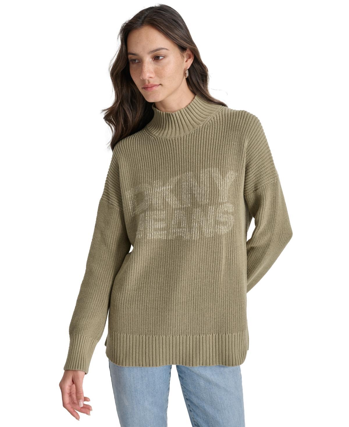 Dkny Jeans Womens Mock Neck Logo Sweater Product Image