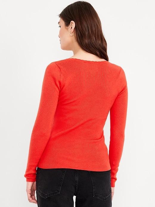 Long-Sleeve Ribbed Sweater Product Image