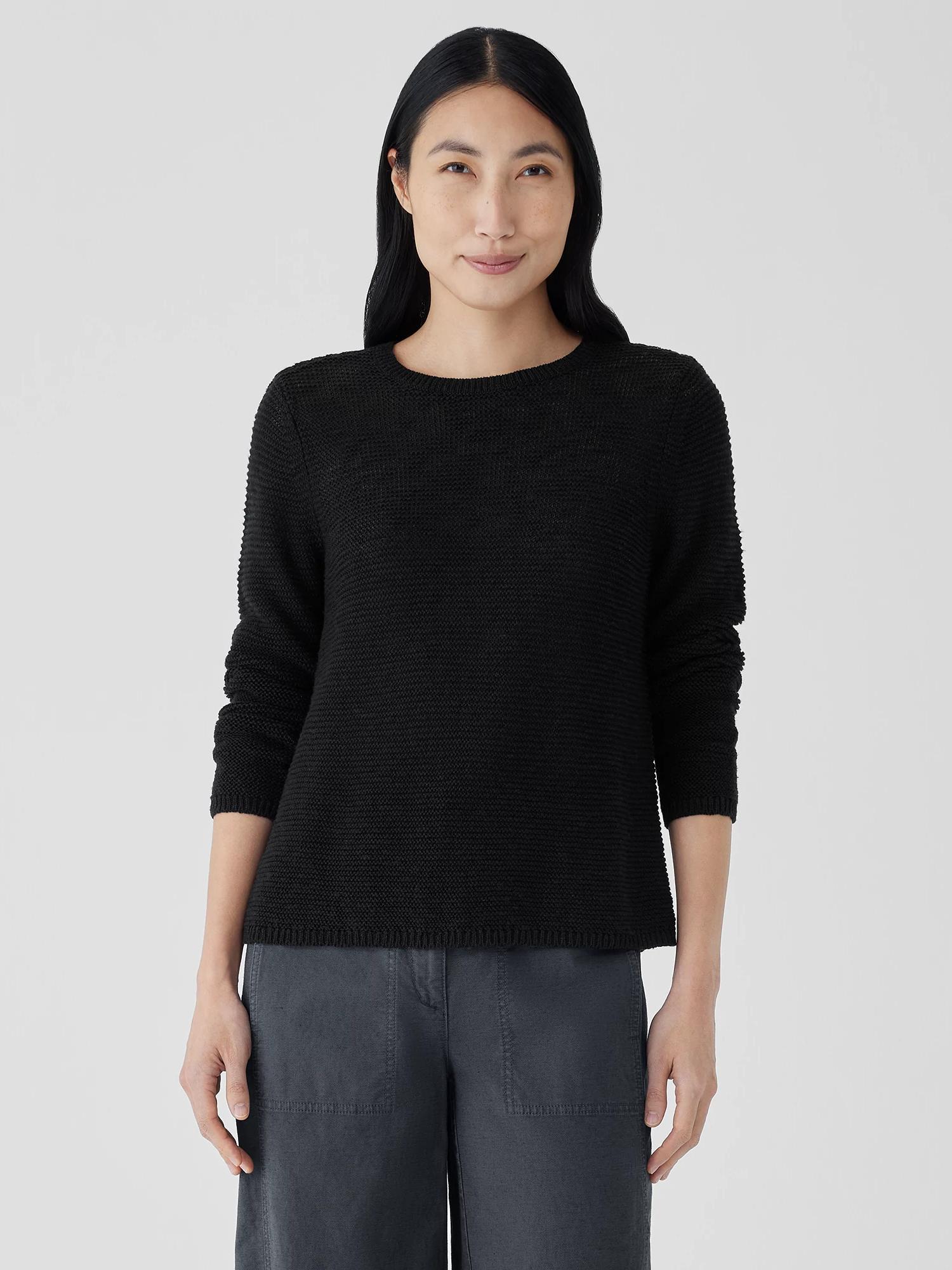 Organic Linen Cotton Slub Crew Neck Top Product Image