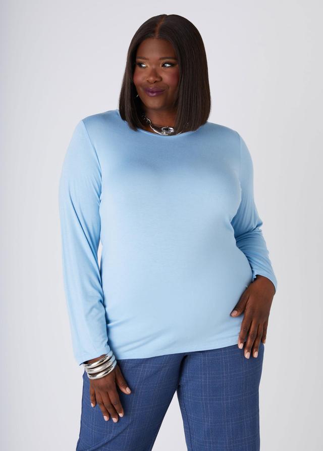 Plus Size Long Sleeved Jersey Tee, - Ashley Stewart Product Image