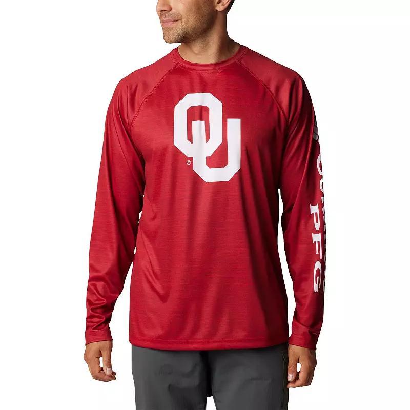 Mens Columbia Crimson Oklahoma Sooners PFG Terminal Tackle Omni-Shade Raglan Long Sleeve T-Shirt Product Image