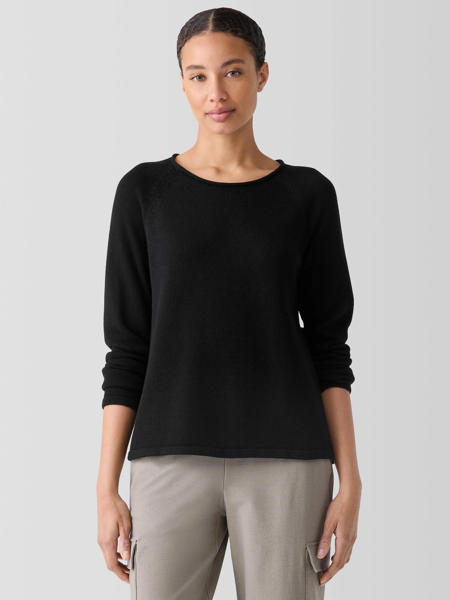 EILEEN FISHER Peruvian Cotton Blend Crew Neck Topfemale Product Image