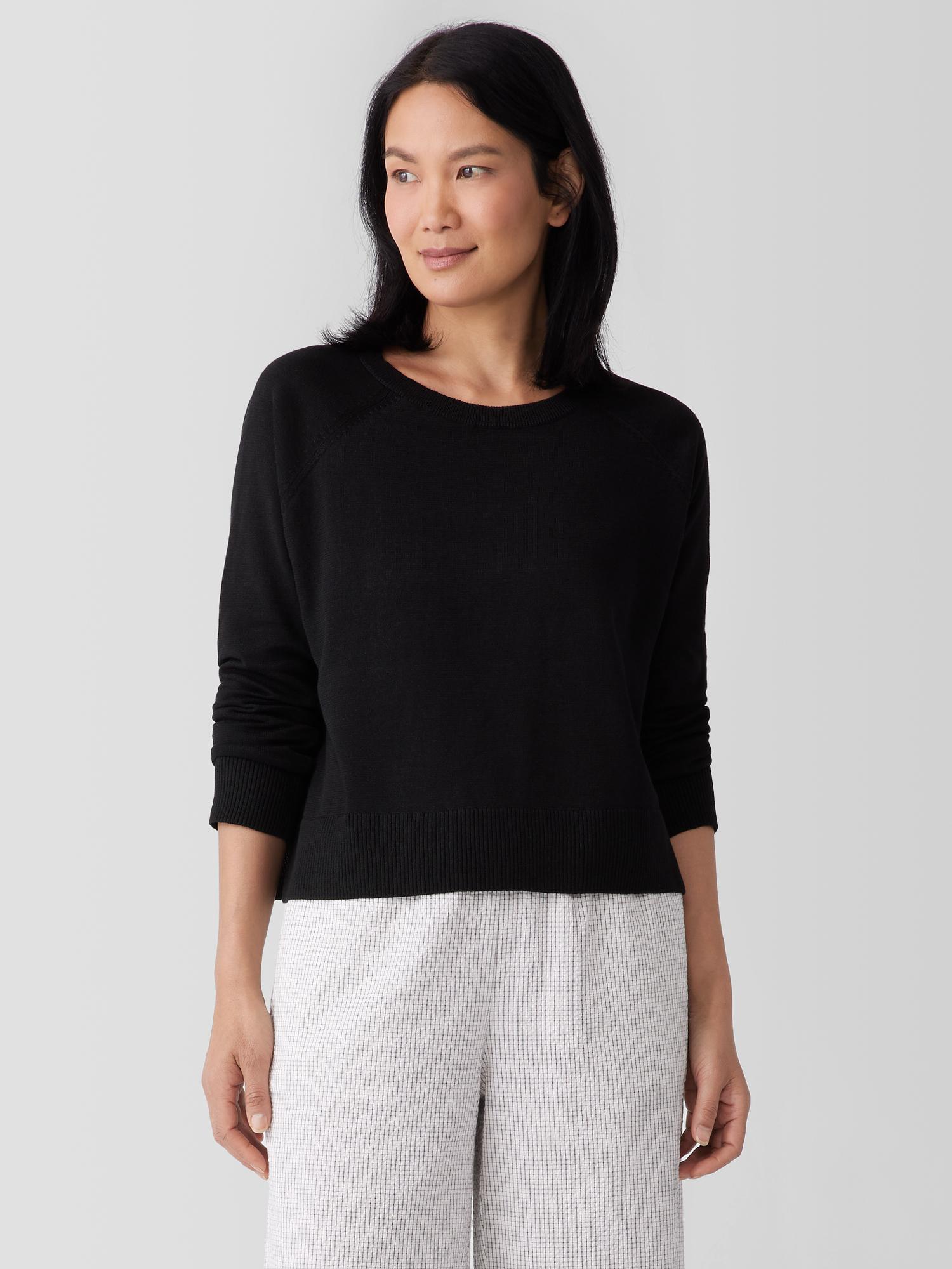 EILEEN FISHER Organic Linen Cotton Raglan-Sleeve Topfemale Product Image