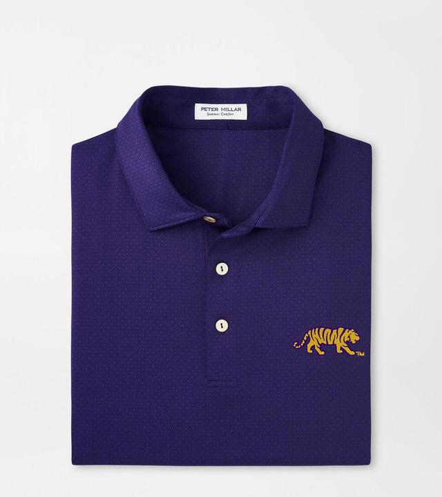 Peter Millar Mens LSU Mike the Tiger Tesseract Performance Jersey Polo | Color: Purple | Size: XL Product Image