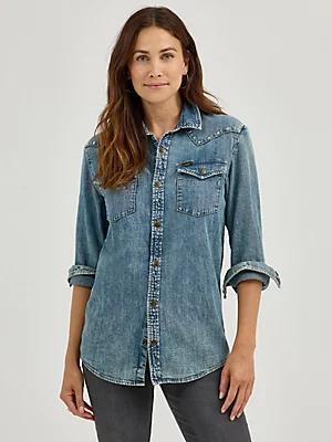 Women's Studded Working Western Denim Shirt | Women's Tops | Lee® Product Image