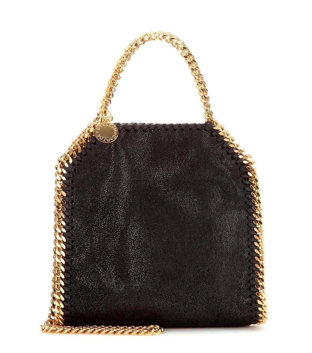 The Falabella Mini Faux Brushed-leather Shoulder Bag In Black Product Image