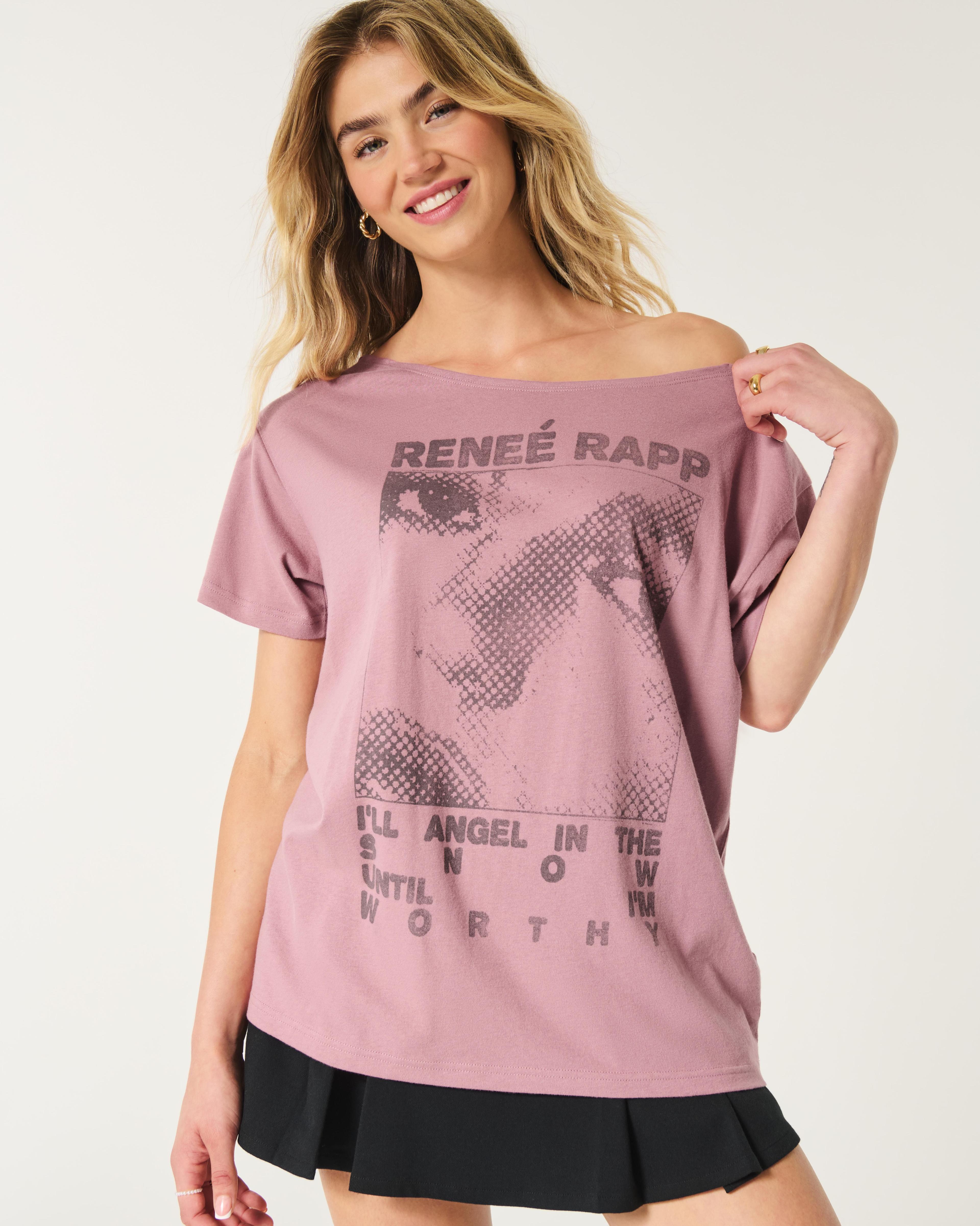 Oversized Off-the-Shoulder Reneé Rapp Graphic Tee Product Image