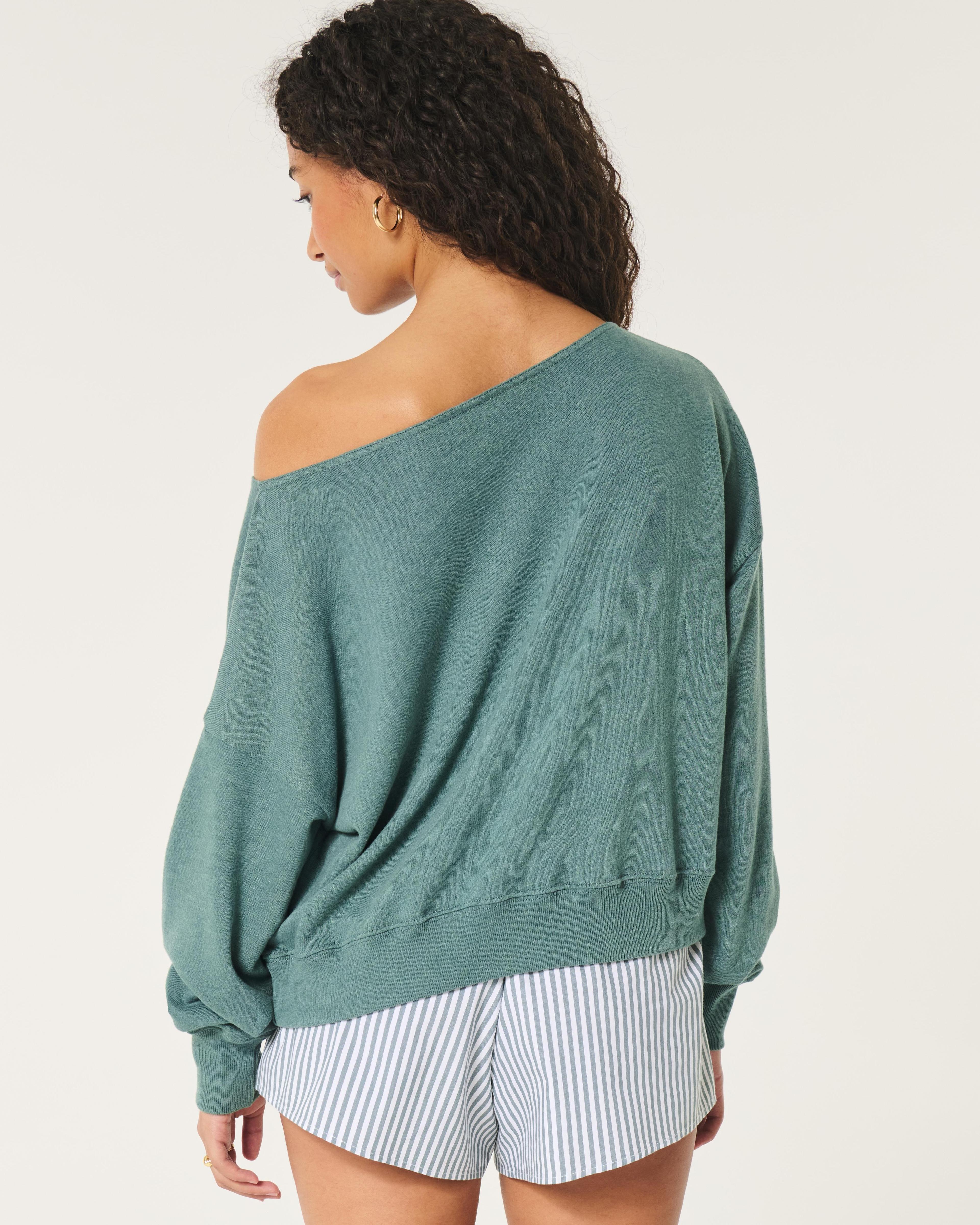 Easy Off-the-Shoulder Terry Sweatshirt Product Image