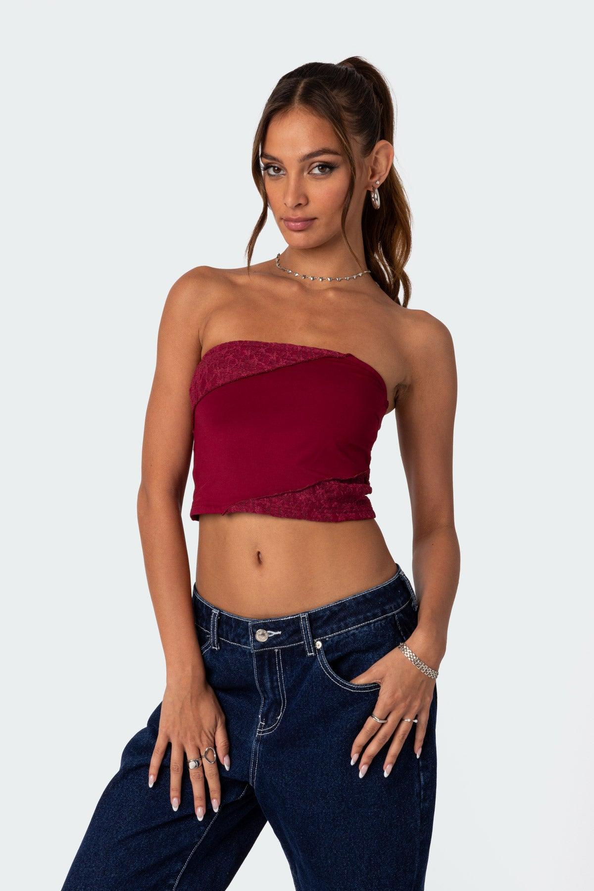 Lace Patchwork Tube Top Product Image