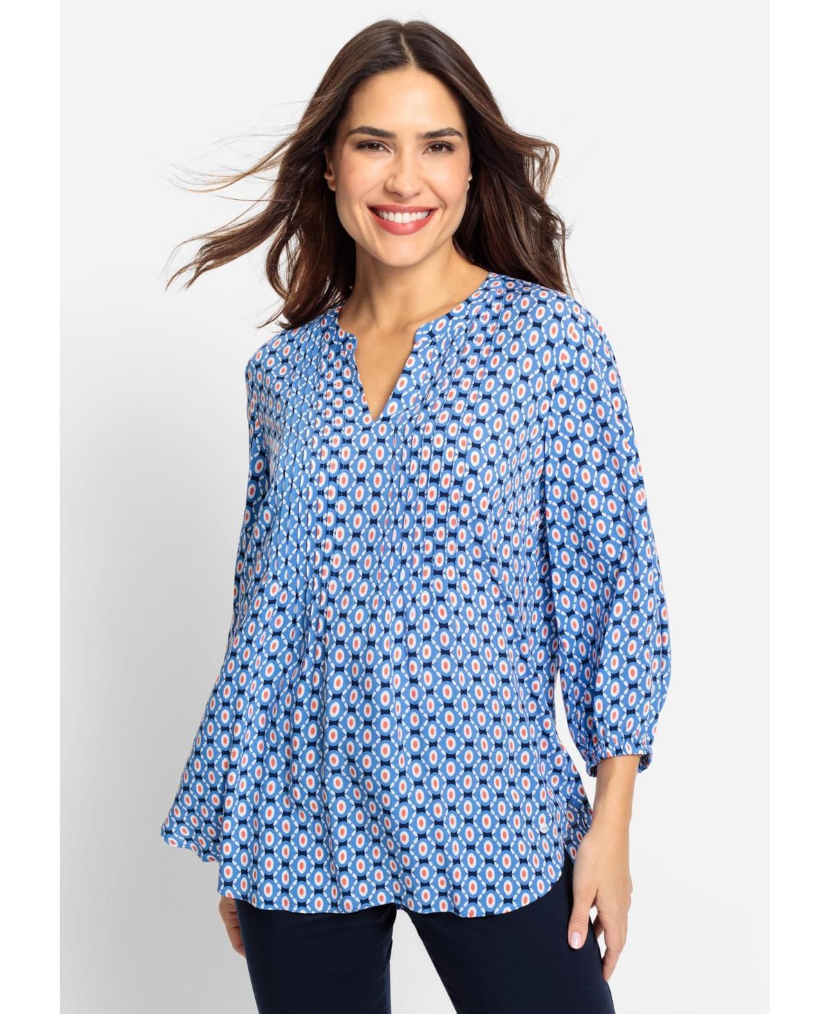 Olsen Womens 3/4 Sleeve Geo Print Tunic Blouse Product Image