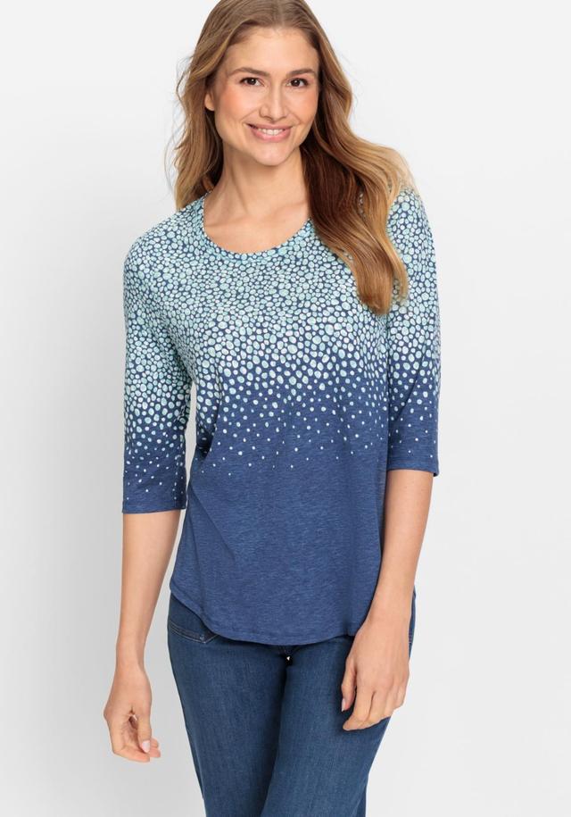 Olsen Womens 100% Cotton 3/4 Sleeve Pebble Print T-Shirt Product Image