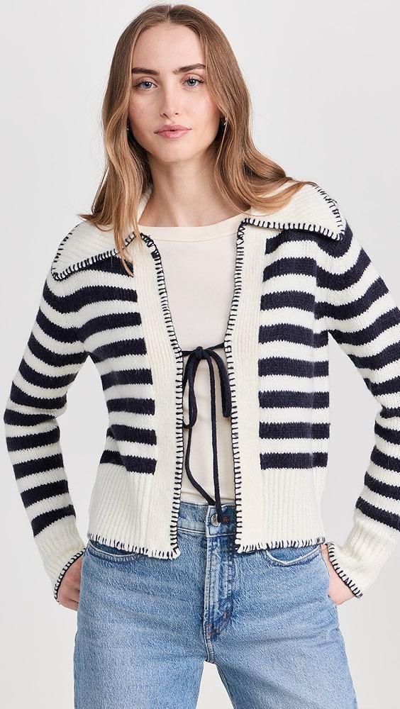 Moon River Tie Front Long Sleeve Sailor Knitted Cardigan | Shopbop Product Image