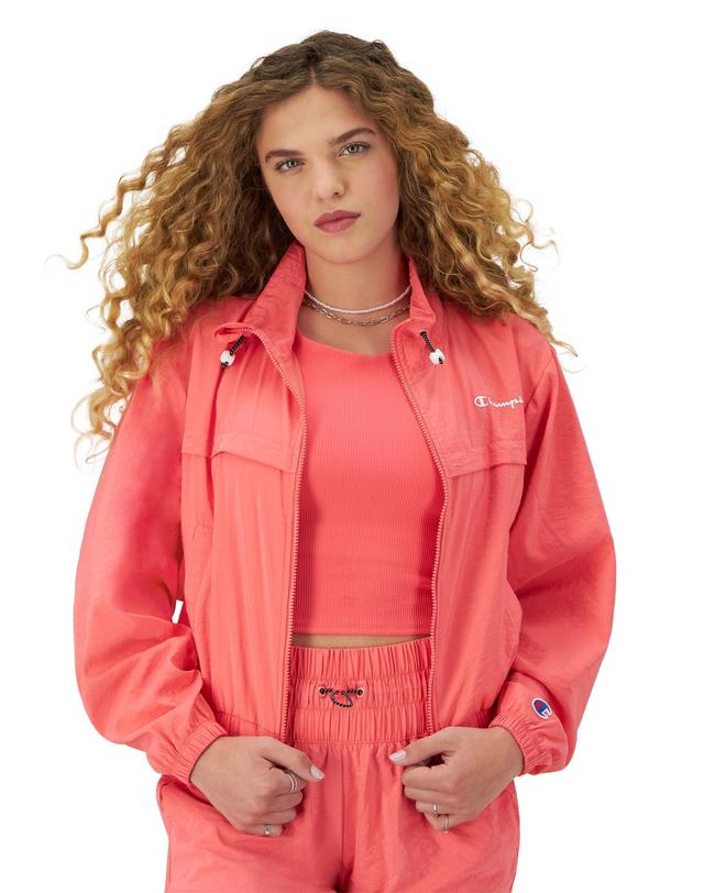 Womens Champion Mock Neck Zip-Up Wind Breaker Jacket, C Logo High Tide Coral M Product Image