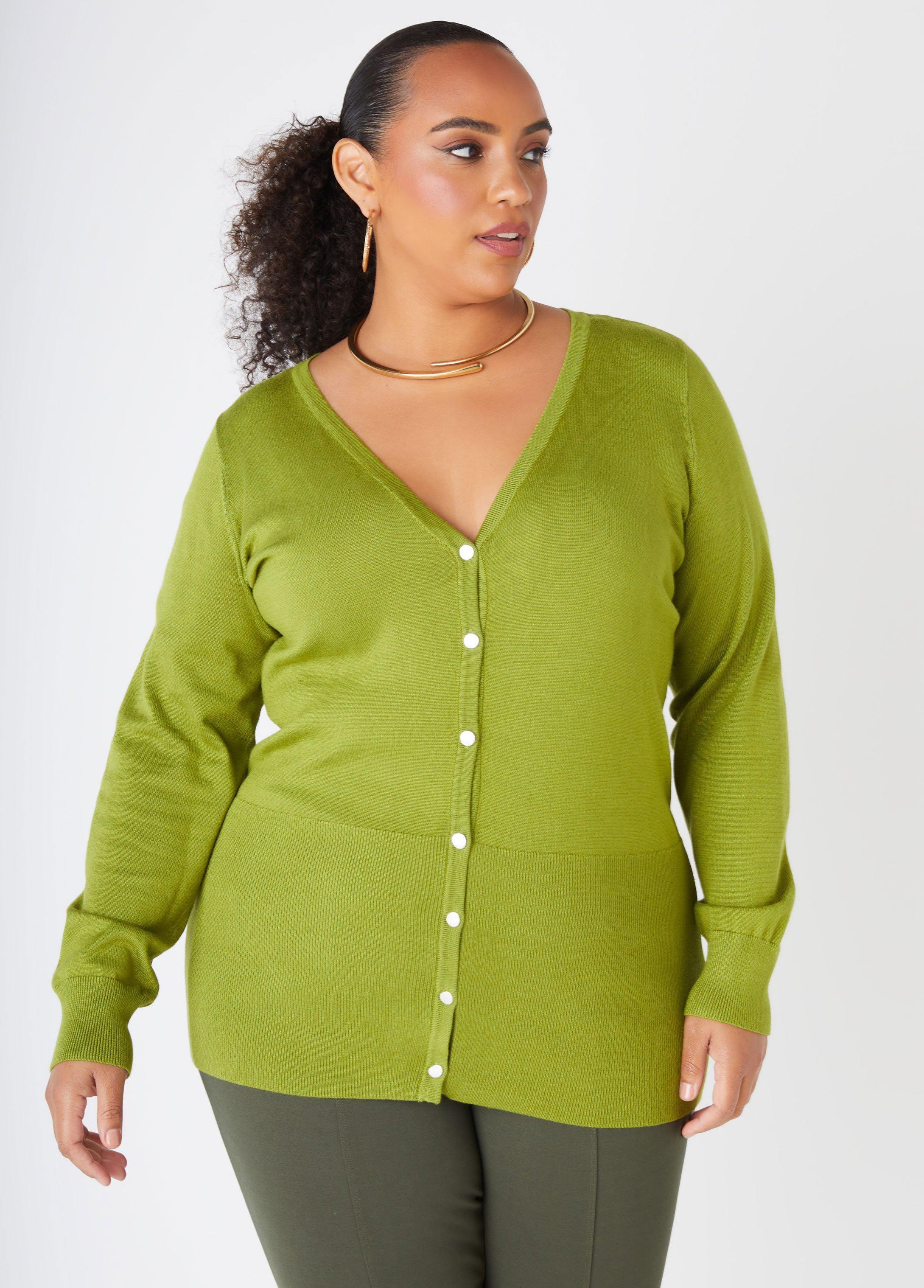 Plus Size Button Front Cardigan Ashley Stewart Product Image