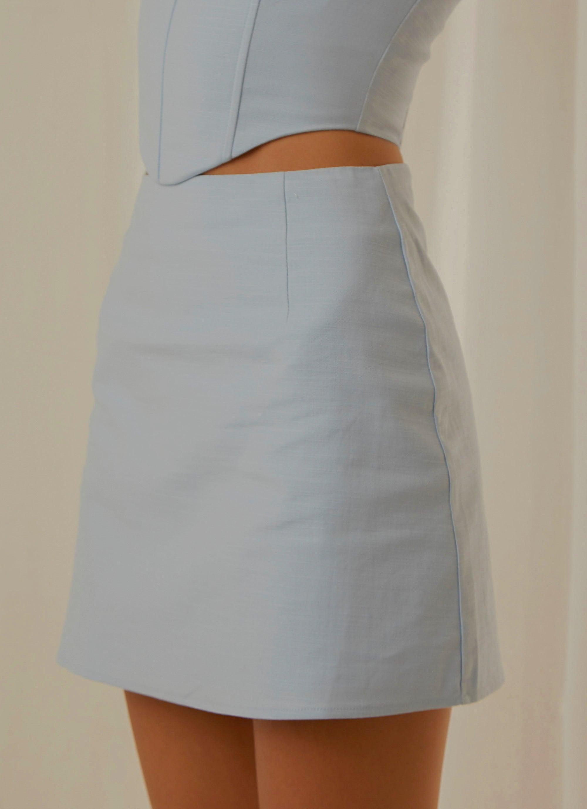 Rooftop Drinks Mini Skirt - Sky Blue Product Image