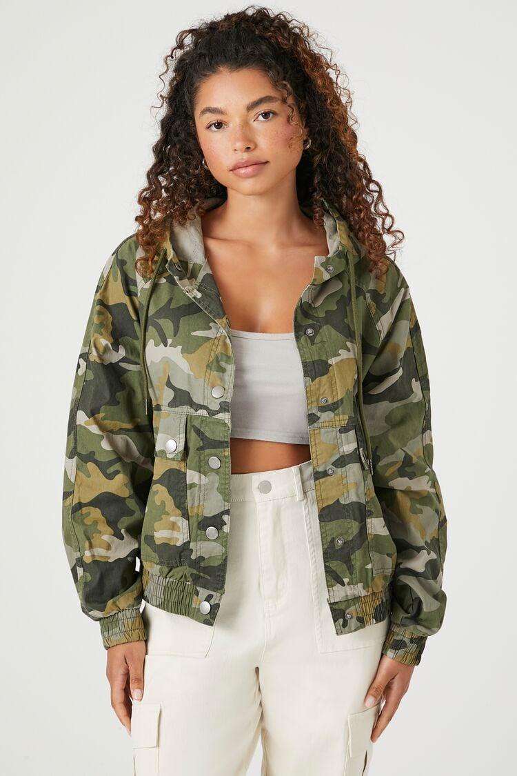 Twill Camo Print Hooded Jacket | Forever 21 Product Image