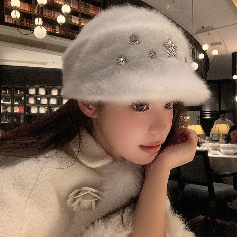 Rhinestone Knit Beret Product Image