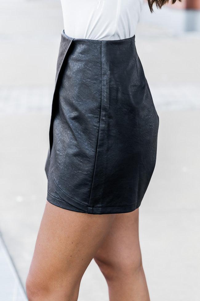 Rockin' Years Black Faux Leather Skort Product Image