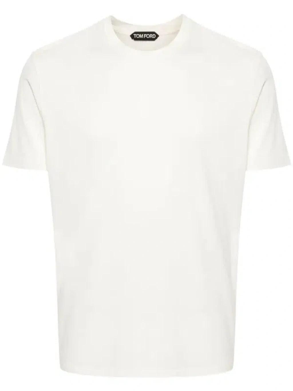 TOM FORD Short Sleeved Crew Neck T Shirt In Bianco product image