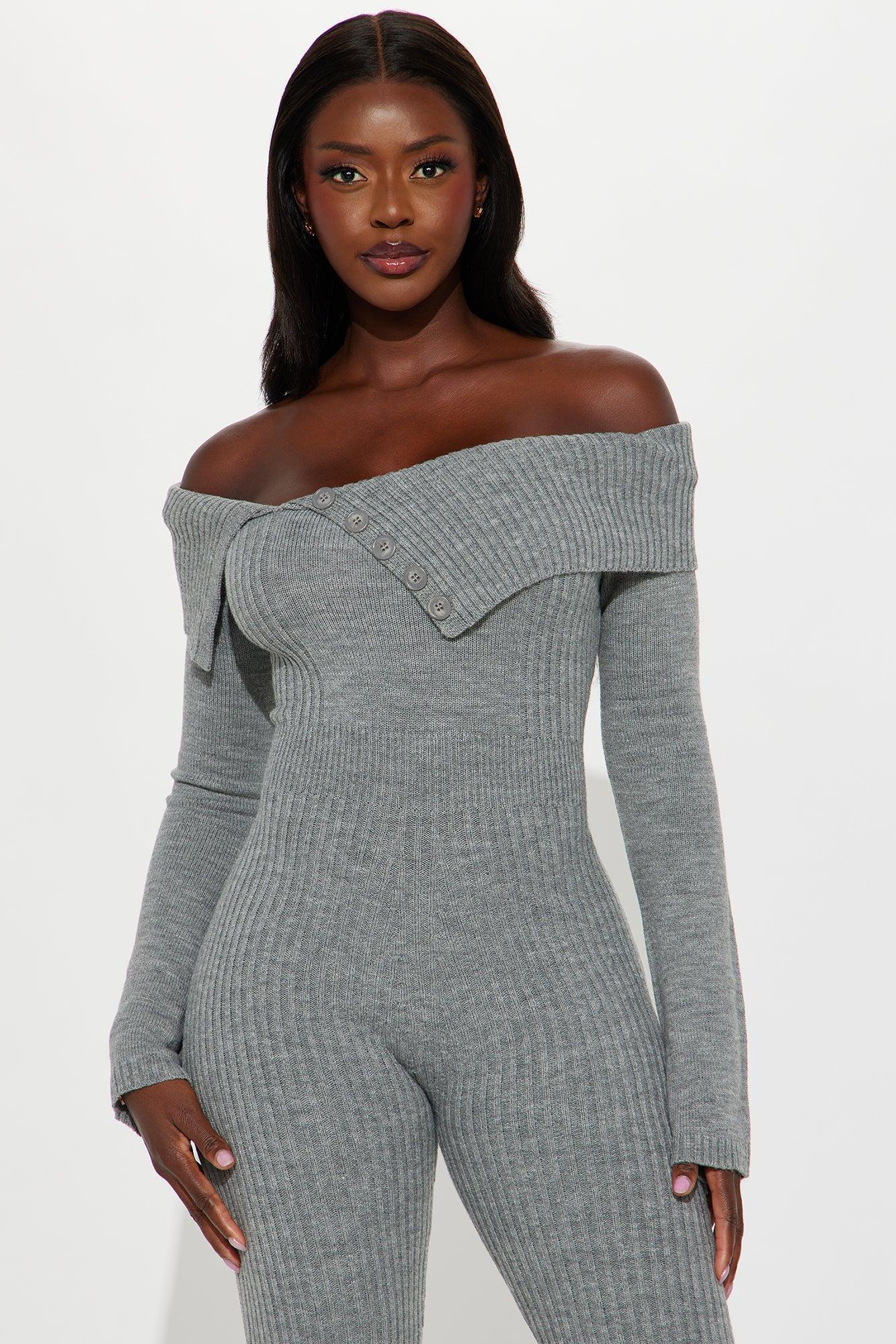 Close To You Sweater Jumpsuit - Heather Grey Product Image