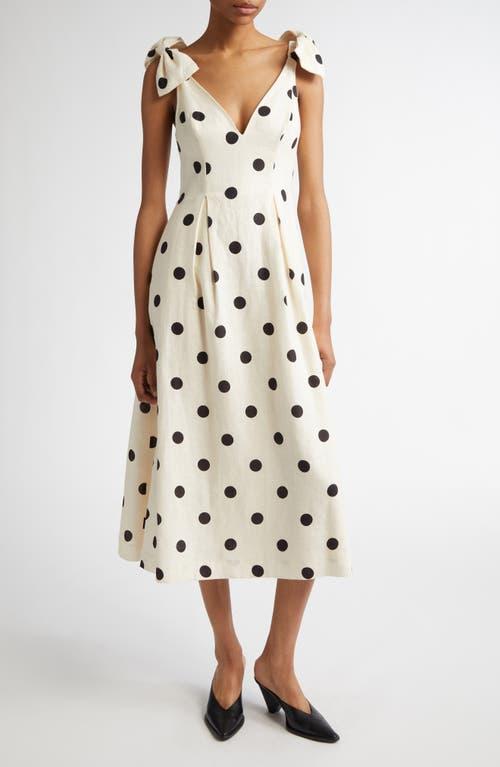 ZIMMERMANN Crush Polka-dot Linen Midi Dress In White Product Image