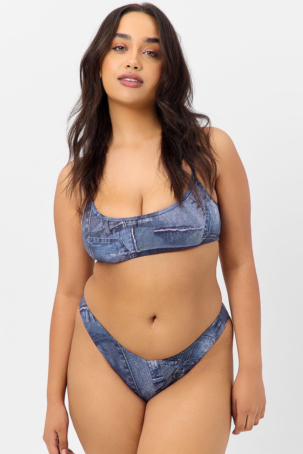 Enzo Cheeky Bikini Bottom - Blue Jean Product Image