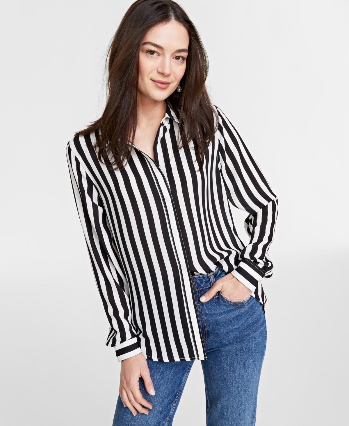 On 34th Womens Button-Front Crepe Shirt, Created for Macys Product Image