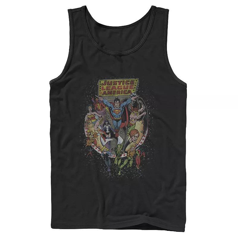 Mens DC Comics Justice League Group Shot Distressed Poster Tank Top Product Image