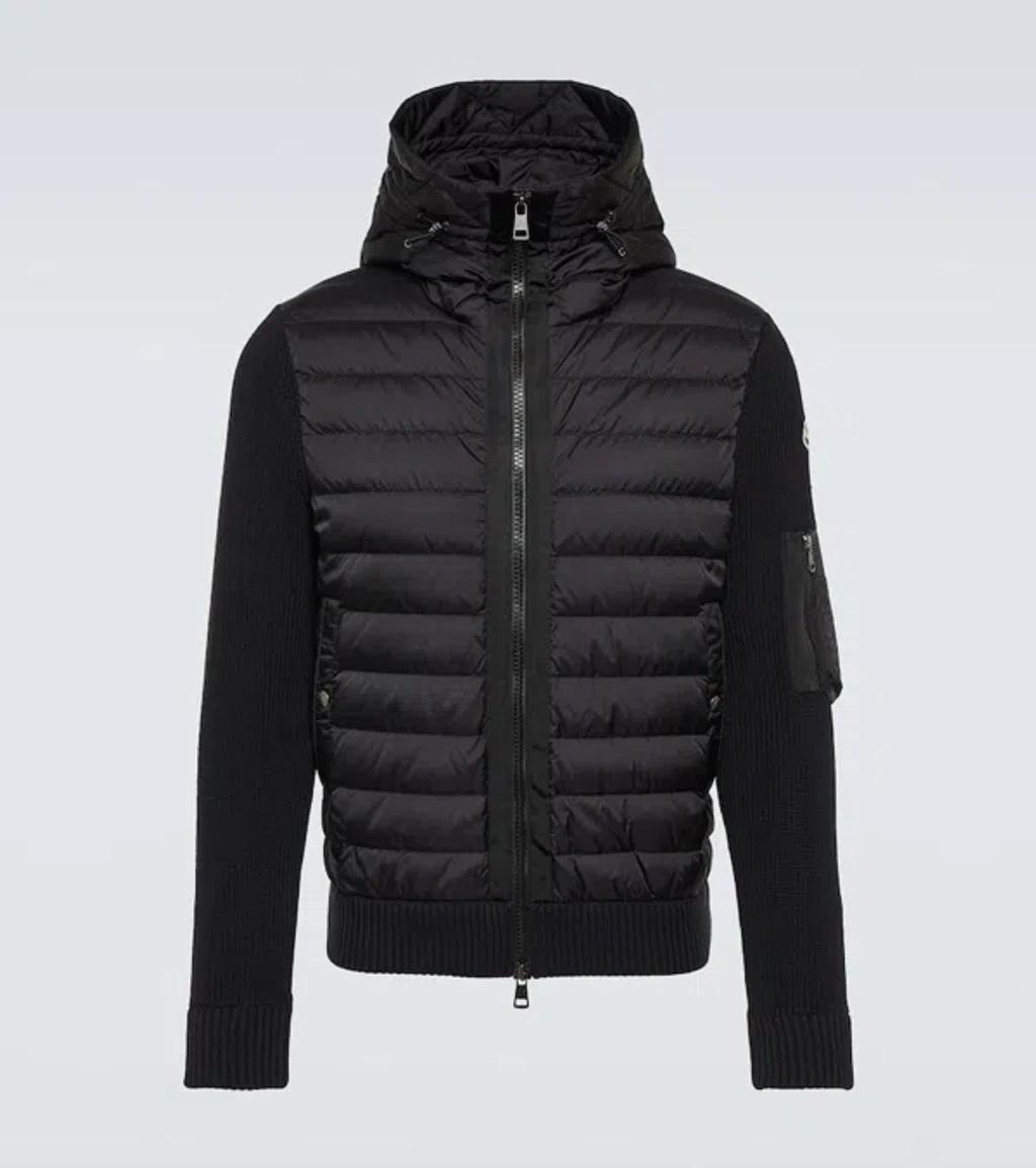 Down-paneled Wool-blend Jacket In Black Product Image