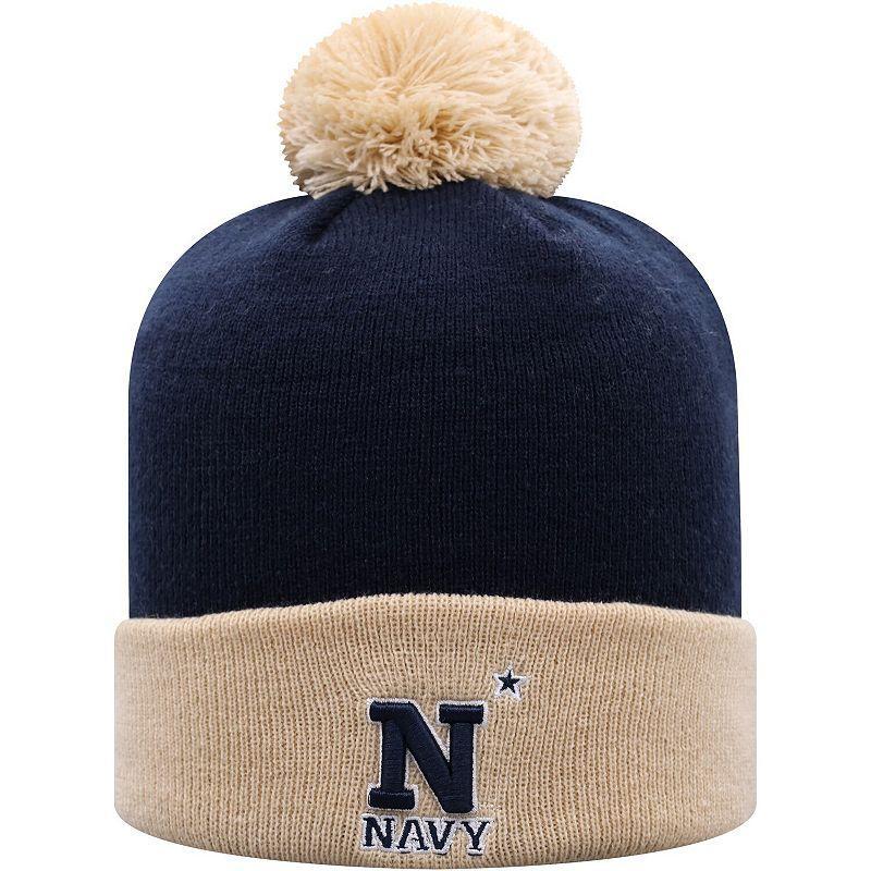 Mens Top of the World /Gold Midshipmen Core 2-Tone Cuffed Knit Hat with Pom, Blue Product Image