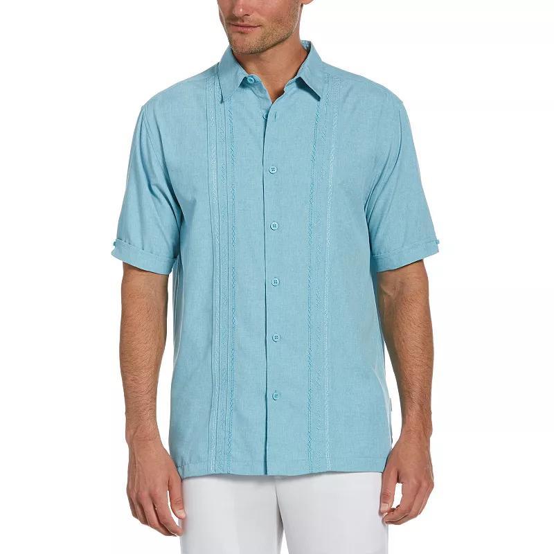 Mens Cubavera Classic-Fit Embroidered Paneled Chambray Button-Down Shirt Product Image