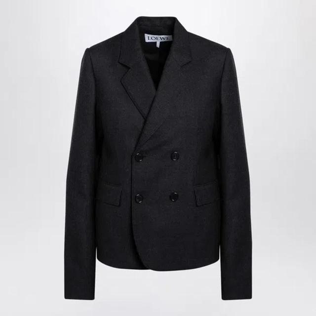 LOEWE Grey Wool Double-breasted Jacket Women In Gray Product Image