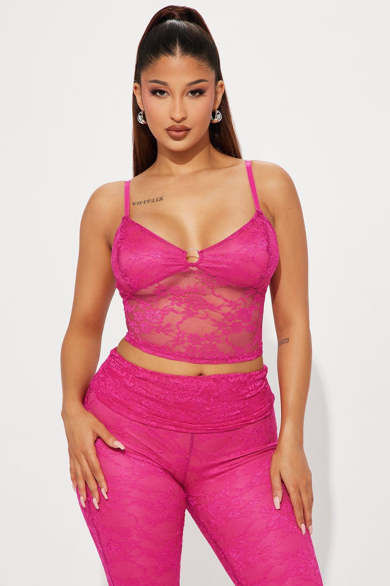 Love You Lace Pant Set - Fuchsia Product Image