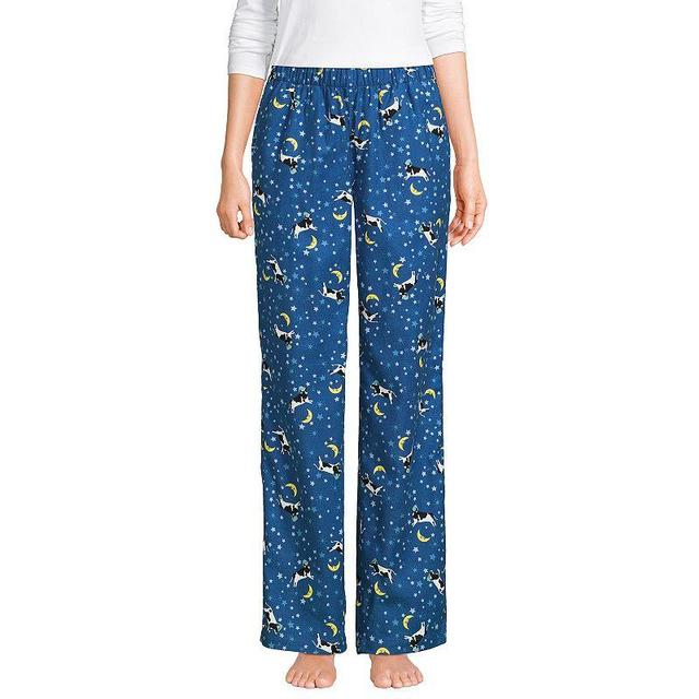 Petite Lands End Womens Flannel Pajama Pants Deep Blue Pups Product Image