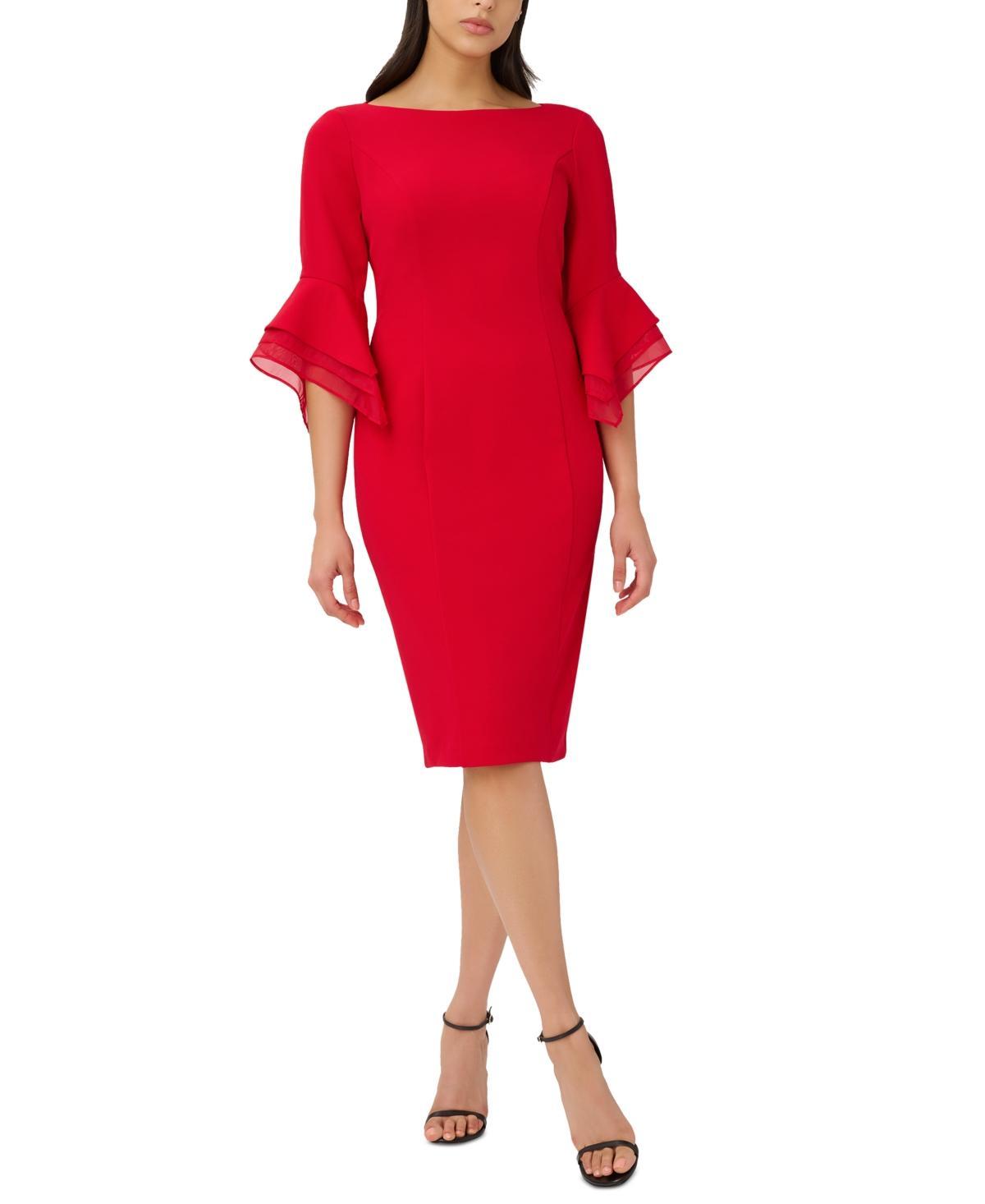 Adrianna Papell Tiered Sleeve Crepe Dress Product Image