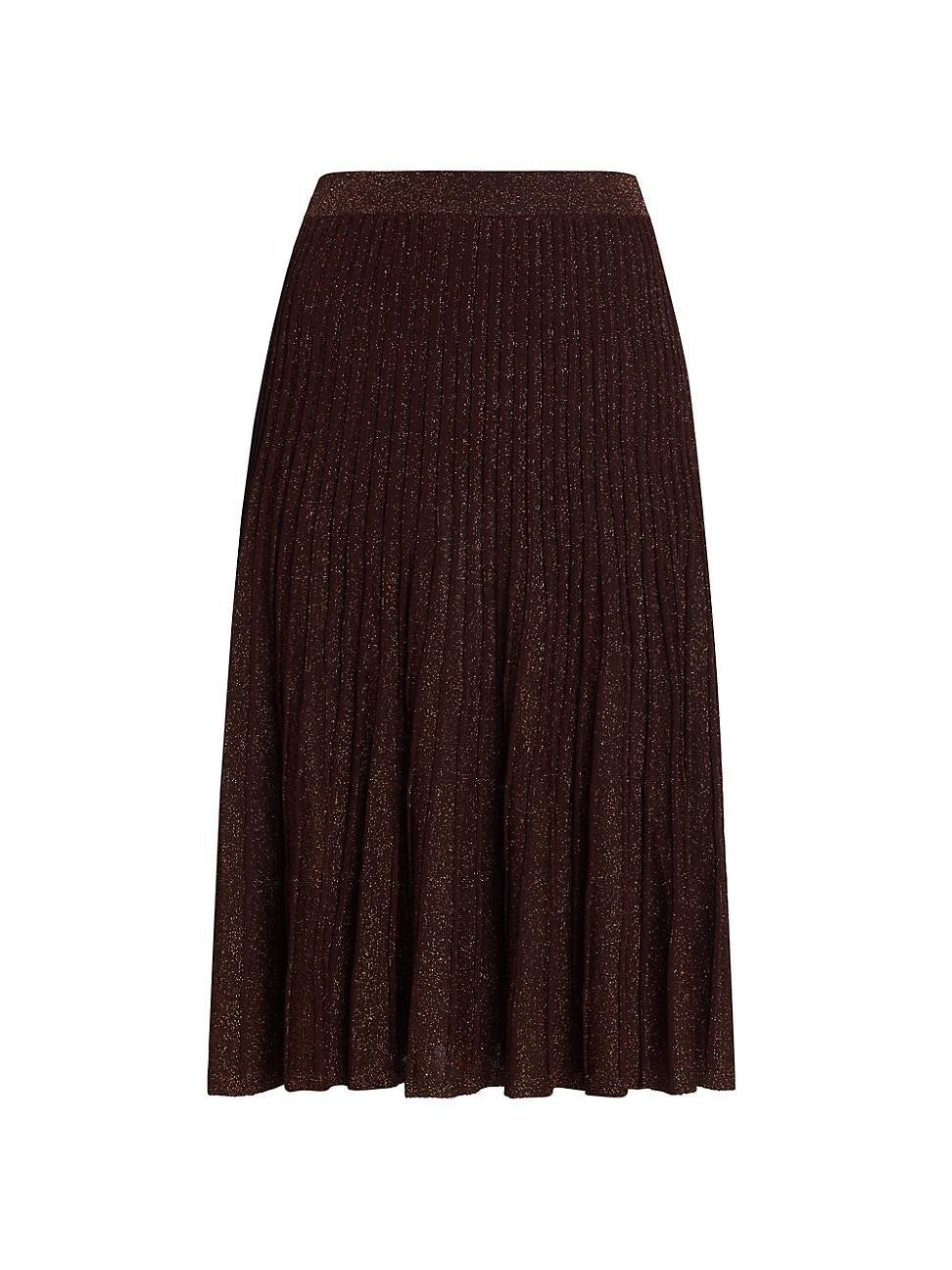 Womens Metallic Rib-Knit Midi-Skirt Product Image