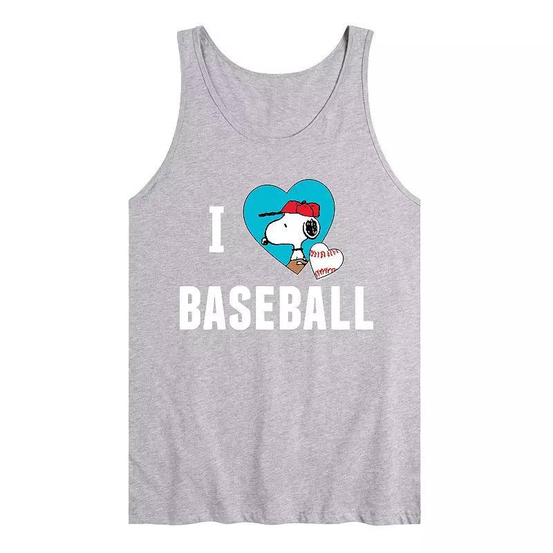 Mens Peanuts I Love Baseball Tank Med Grey Product Image