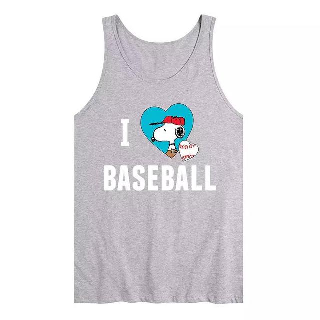 Mens Peanuts I Love Baseball Tank Med Grey Product Image