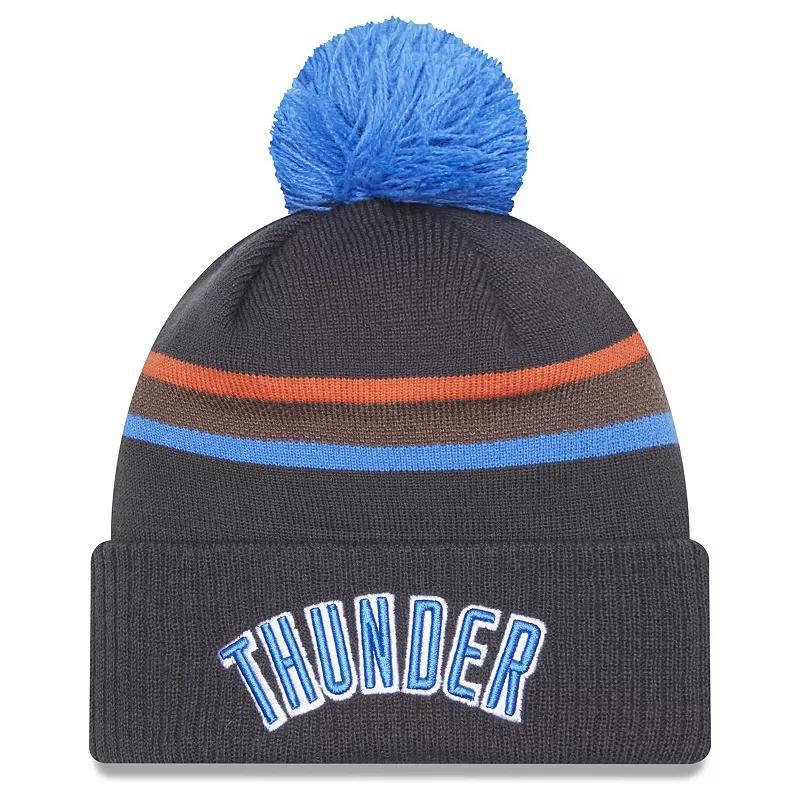 Mens New Era Gray Oklahoma City Thunder 2022/23 City Edition Official Cuffed Pom Knit Hat Product Image