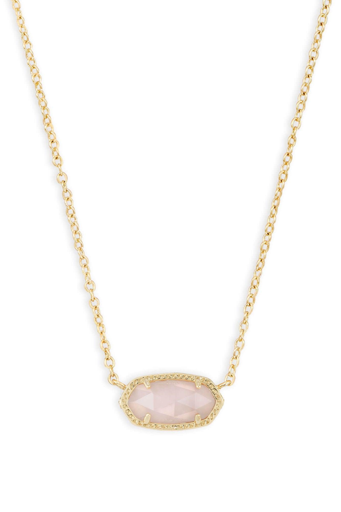 KENDRA SCOTT Elisa Short Pendant Necklace Gold Rose Quartz Product Image