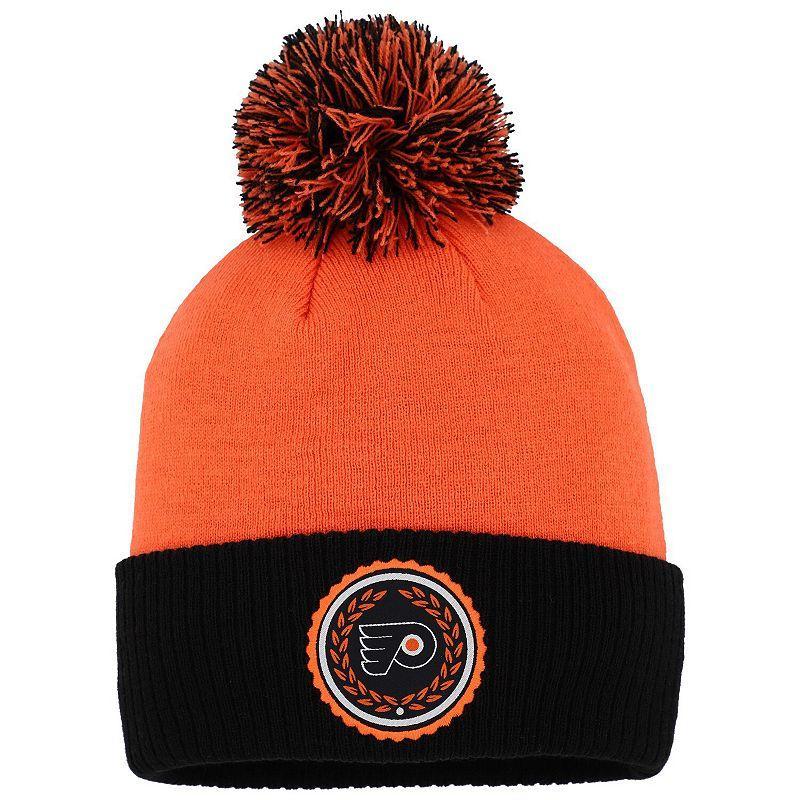 Womens adidas Orange Philadelphia Flyers Laurel Cuffed Knit Hat with Pom Product Image